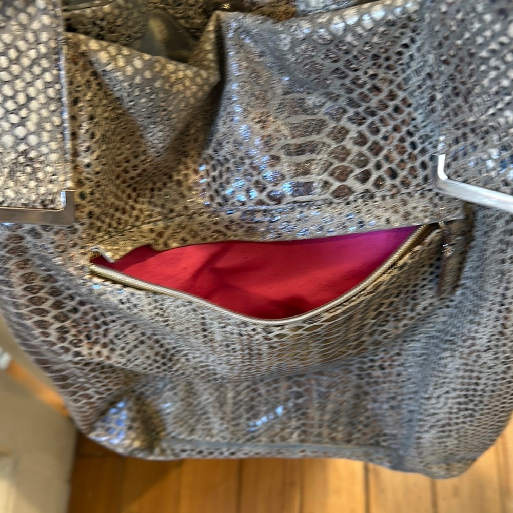 Gray and Brown Textured Tote Bags with Long Straps - Picture 6 of 6